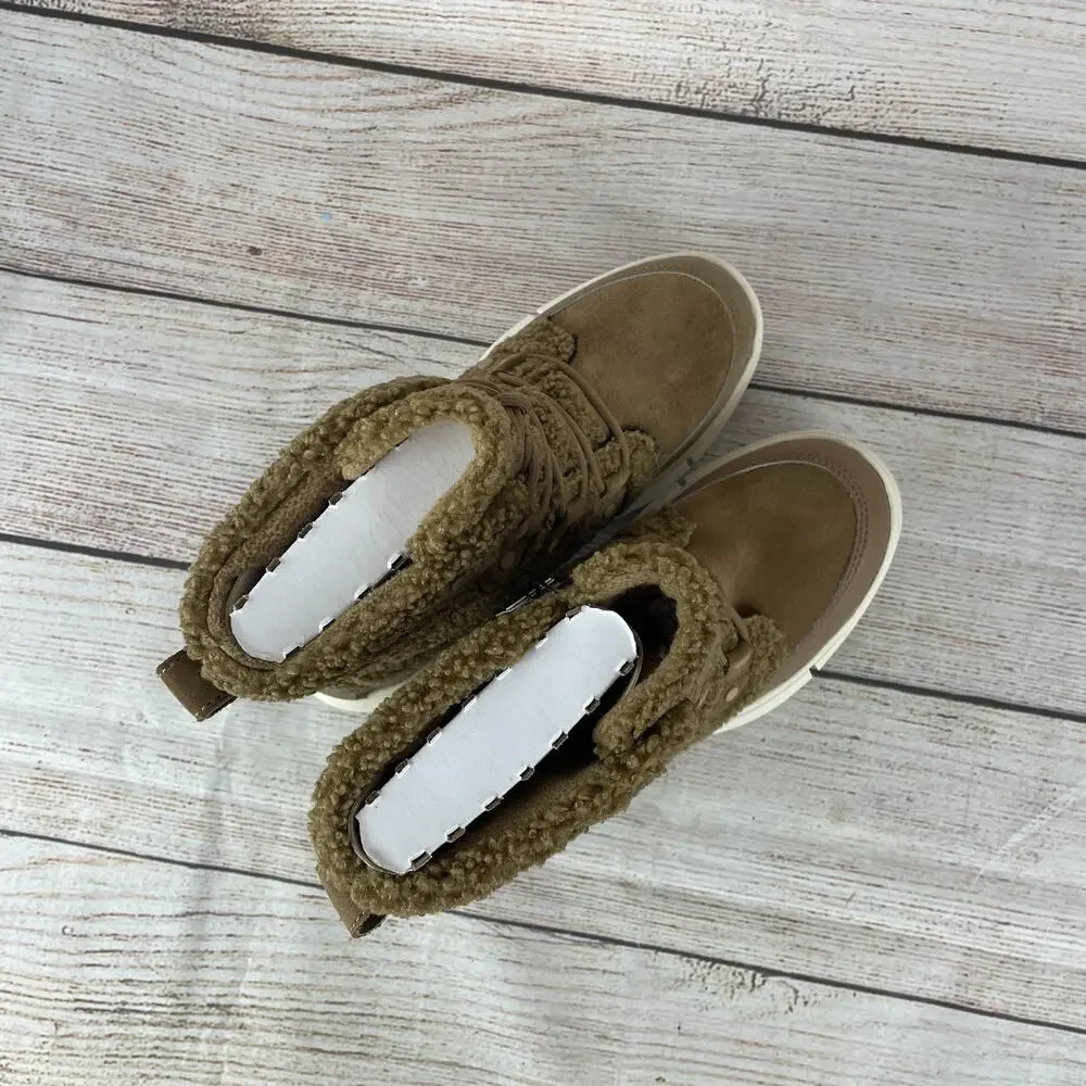 Sorel Explorer II Joan Cozy Womens Sz 6 Snow Boots Tan Fuzzy Delta Dawn